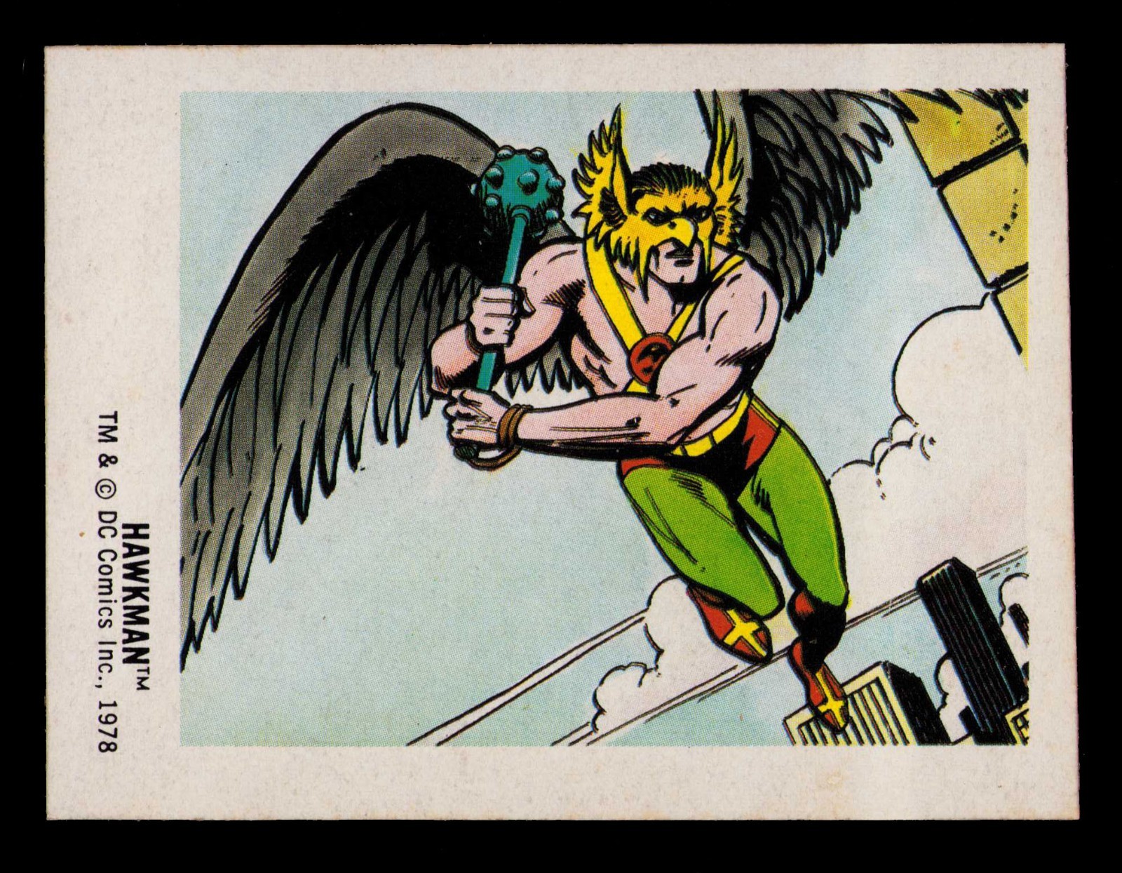 1978 ORIGINAL Tastee DC Comics Superheroes Stickers HAWKMAN Card 26 of 30