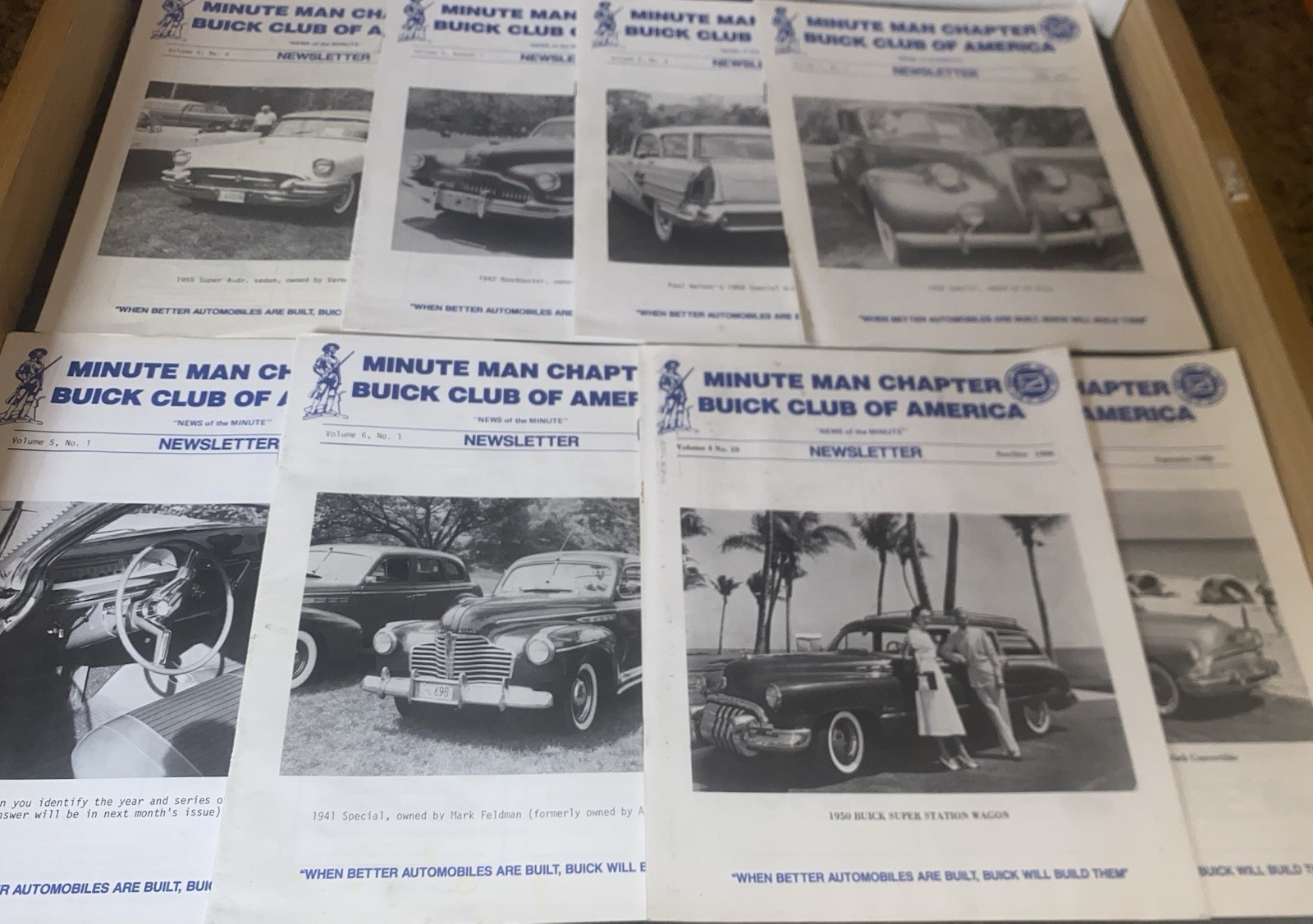1986 | 1987 | 1988 LOT OF (8) Minute Man Chapter Buick Club Of USA Newsletters *