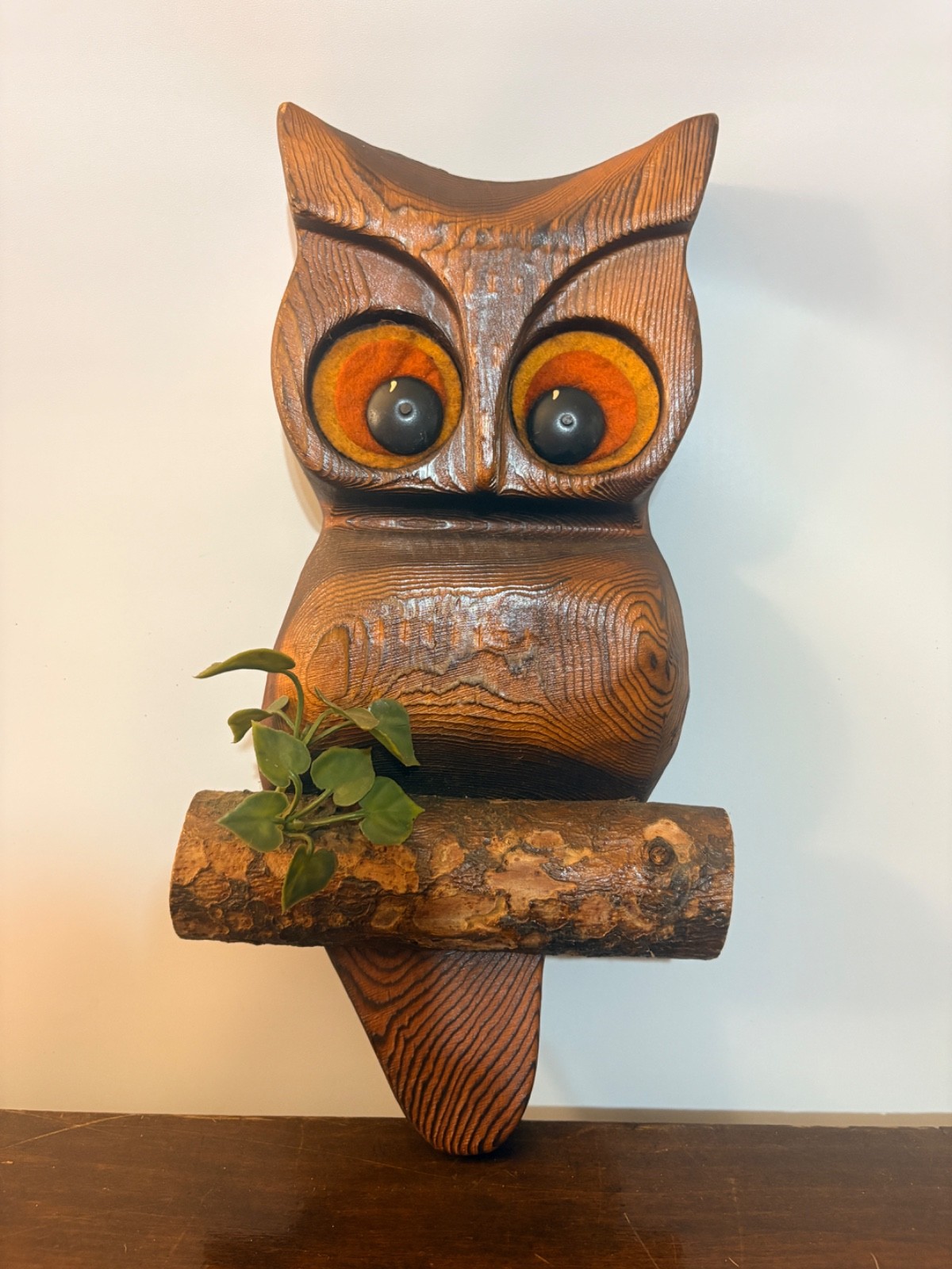 Vintage 1970\'s Mid Century Modern Carved Burnt Wood Owl Wall Hanging 11\ Vintage 1970\'s Mid Century Modern Carved Burnt Wood Owl Wall Hanging 11\