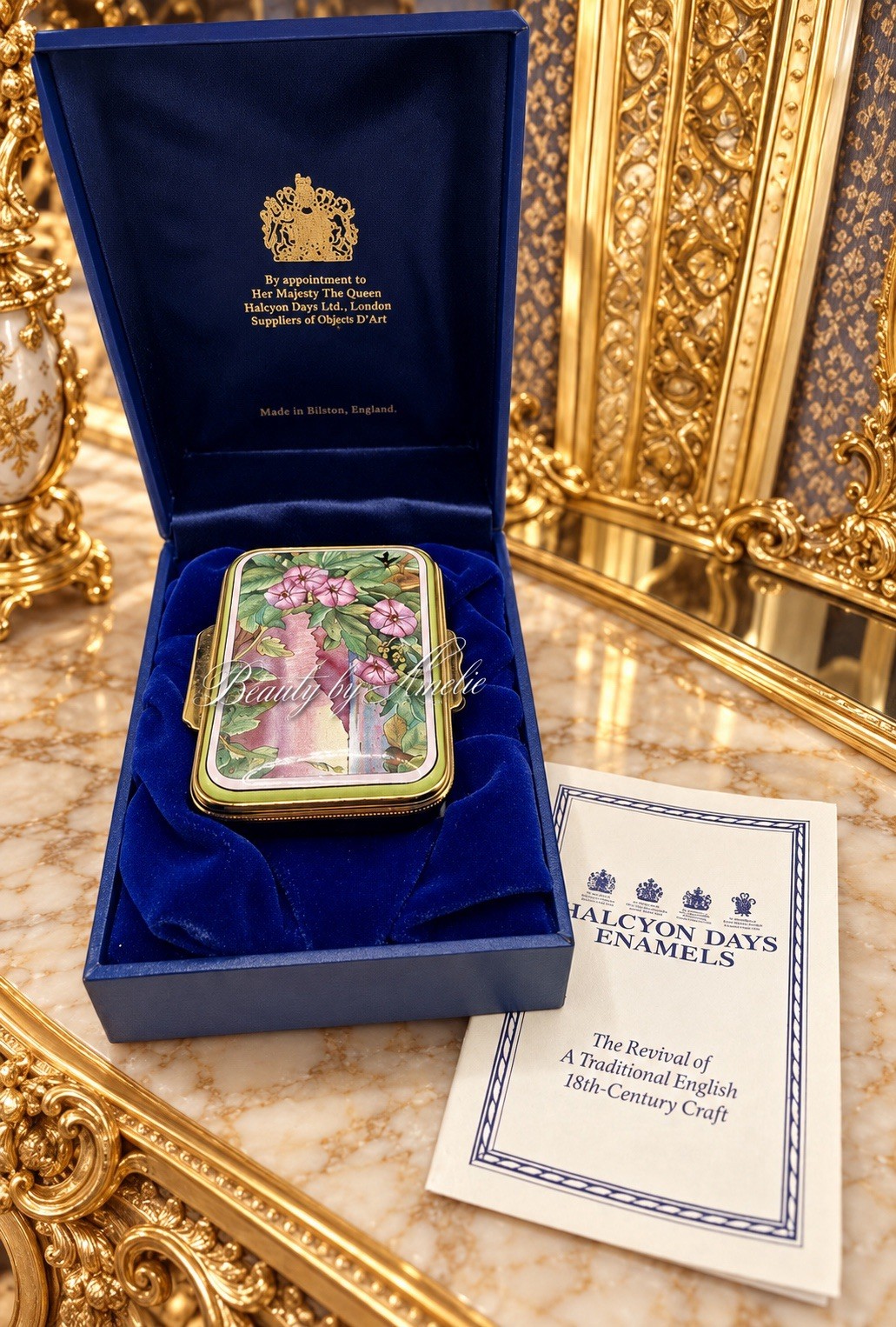NIB Vintage Halcyon Days Enamels Ipomoea Palmata Seychelles Trinket Box NOS