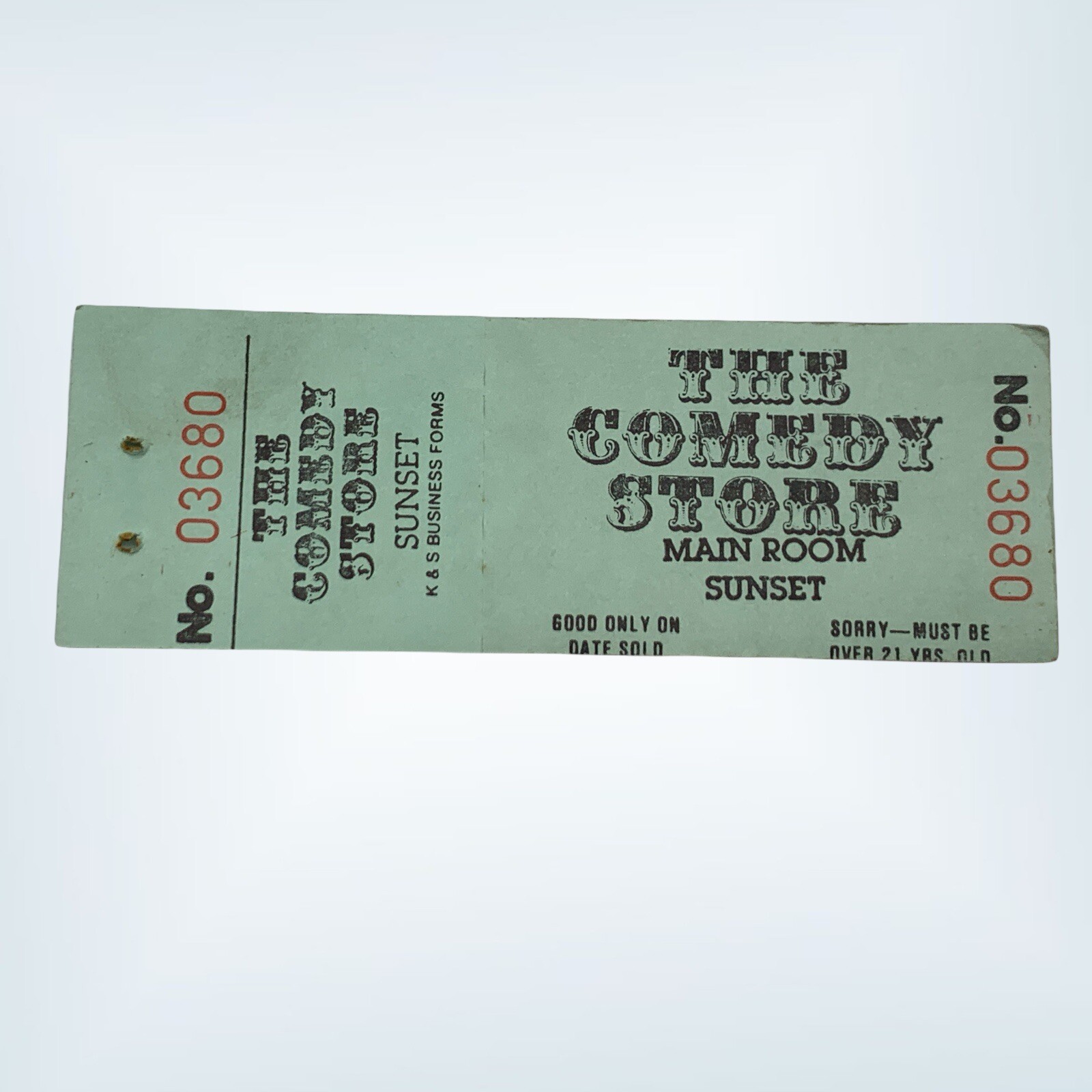 Vintage Unused Ticket The Comedy Store Sunset Main Room Rare Find