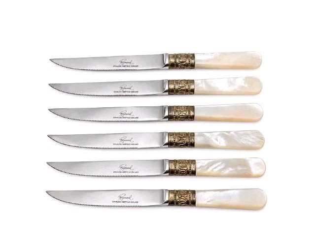 Vintage Raimond Sheffield England Fruit Knives Mother of Pearl Handles Set of 6