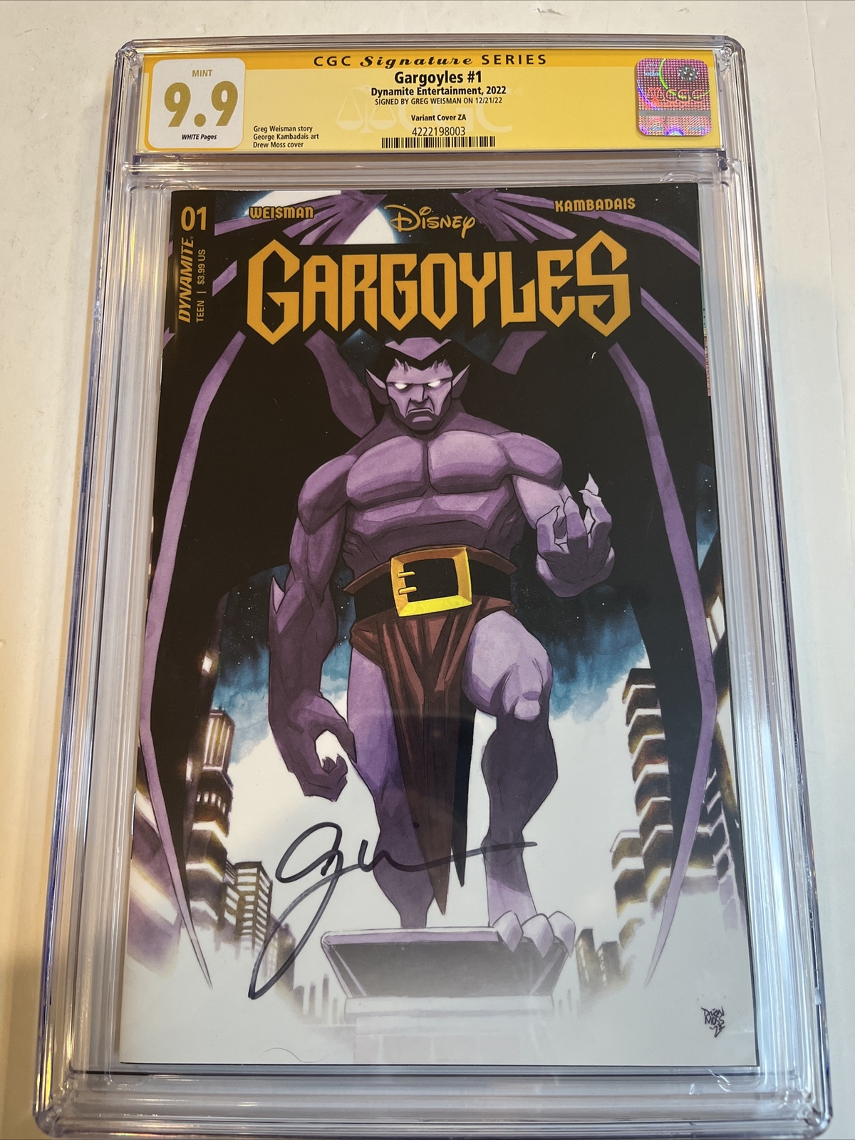 Gargoyles (2022) # 1 (CGC 9.9 SS) CVR ZA 1:250 signed Greg Weisman Gargoyles (2022) # 1 (CGC 9.9 SS) CVR ZA 1:250 signed Greg Weisman