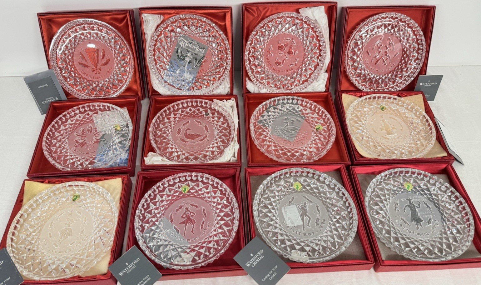 Full Set Waterford Crystal 12 Days Of Christmas Plates 1984-95 & Boxes Gorgeous Full Set Waterford Crystal 12 Days Of Christmas Plates 1984-95 & Boxes Gorgeous