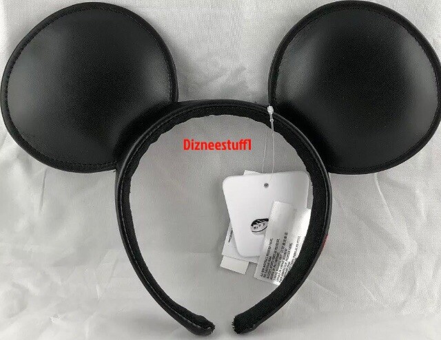 Disney Mickey Mouse Ears Headband Solid Black Leather Vinyl Signature NEW USA Disney Mickey Mouse Ears Headband Solid Black Leather Vinyl Signature NEW USA