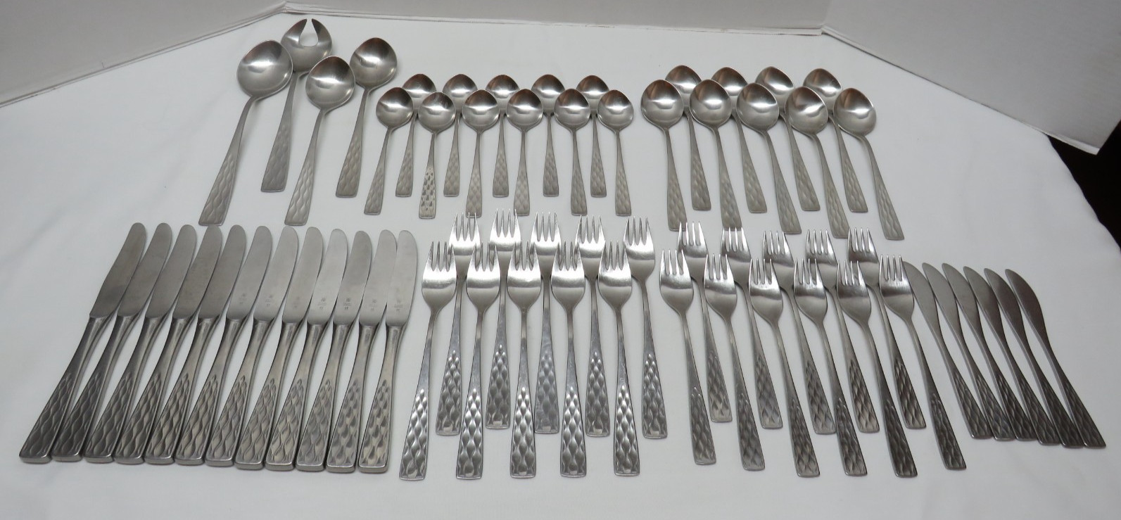 MCM WMF Cromargan Germany Stainless Flatware Artisan Older Satin 63 Pieces MCM WMF Cromargan Germany Stainless Flatware Artisan Older Satin 63 Pieces