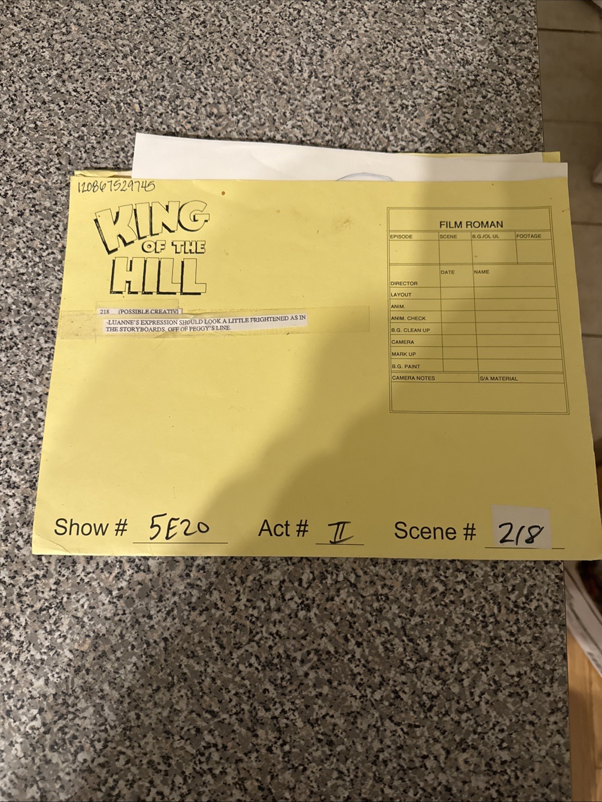 Orig KING OF THE HILL ANIMATION PENCIL DRAWN PRODUCTION ART 5 DRAWING AND FOLDER