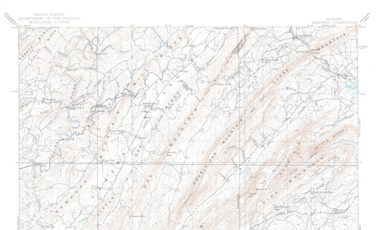 Vandiver Quadrangle Alabama 1906 Topo Map USGS 15 Minute Topographic Vandiver Quadrangle Alabama 1906 Topo Map USGS 15 Minute Topographic