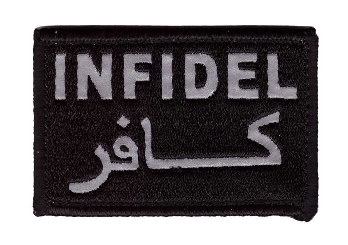 INFIDEL ARABIC REFLECTIVE HOOK FASTENER PATCH INFIDEL ARABIC REFLECTIVE HOOK FASTENER PATCH