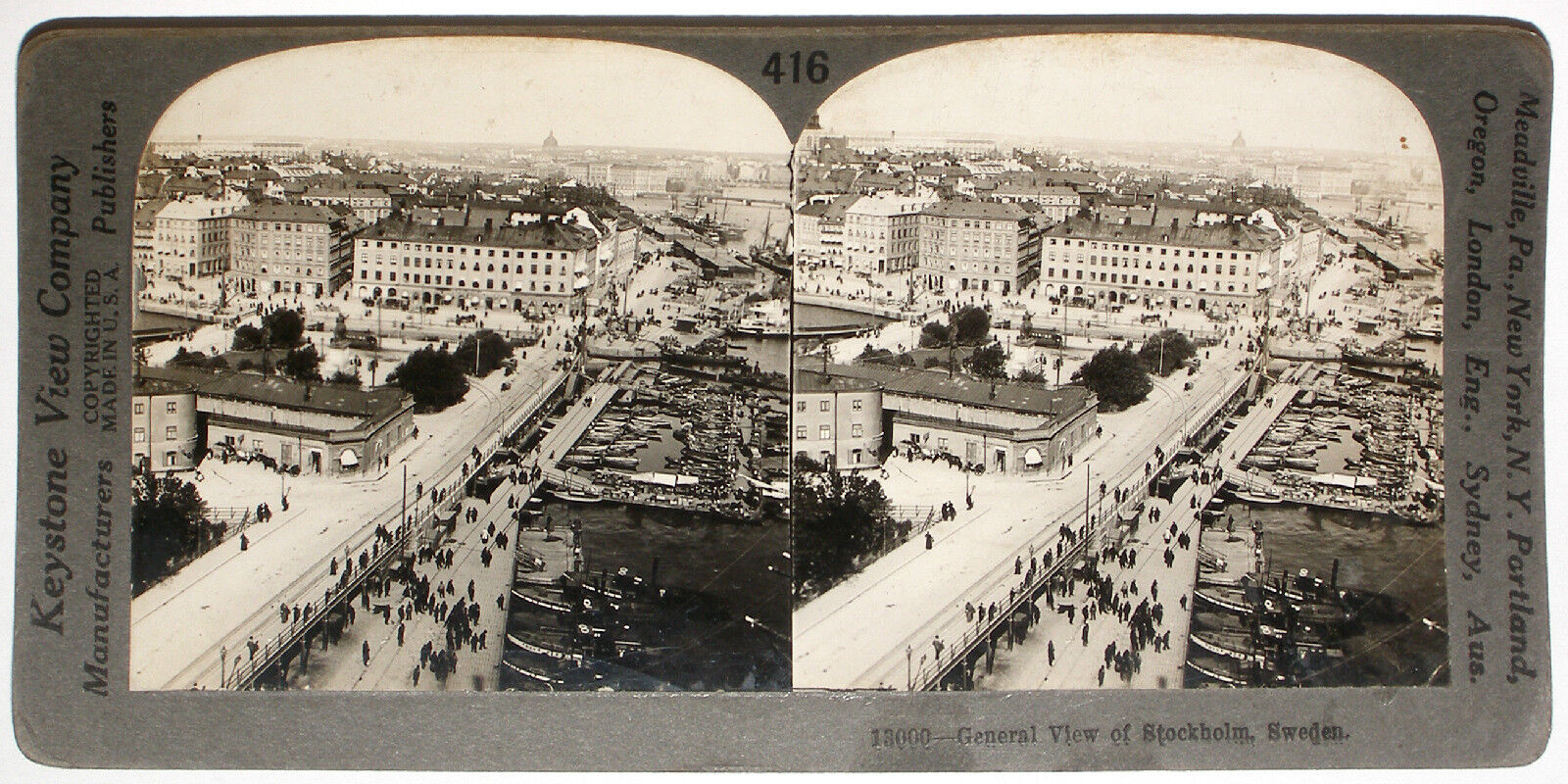 Keystone Stereoview Stockholm, Sweden & Waterfront of 1910s Education Set #416 A