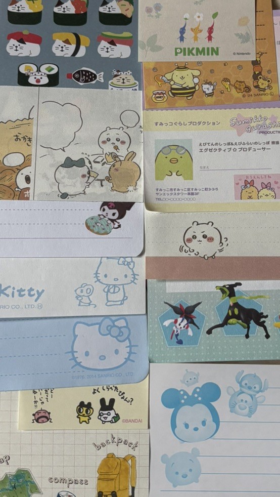 Kawaii Memo Sheets Lot Japanese Stationery Set Sanrio Pokemon Chiikawa San-x