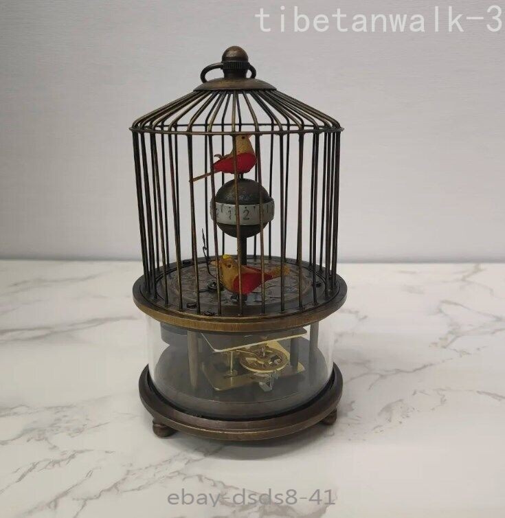 1pc Brass Birdcage Mechanical Table Clock Home Decor