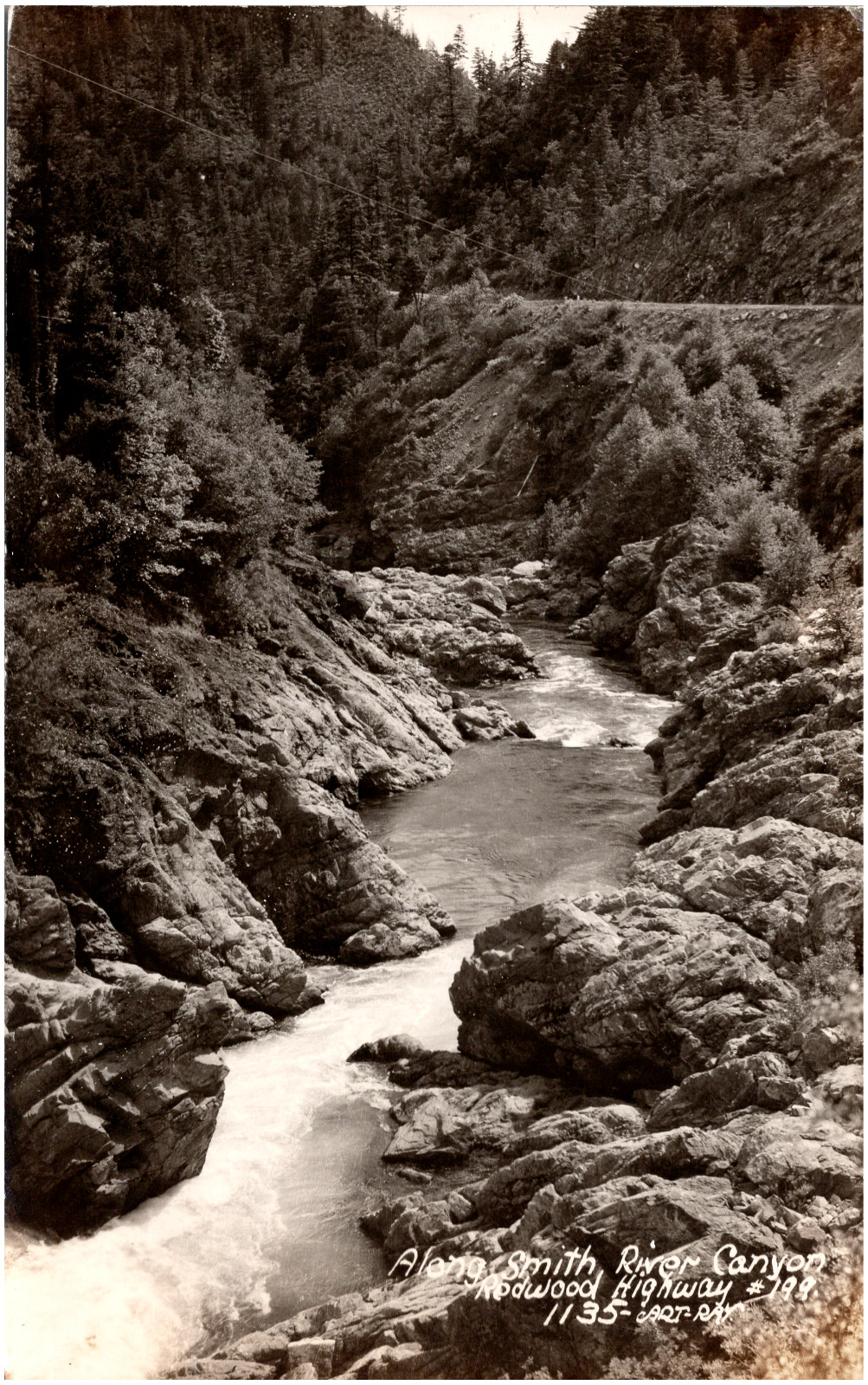 Along Smith River Canyon Redwood Highway California CA 1940s RPPC Postcard Photo