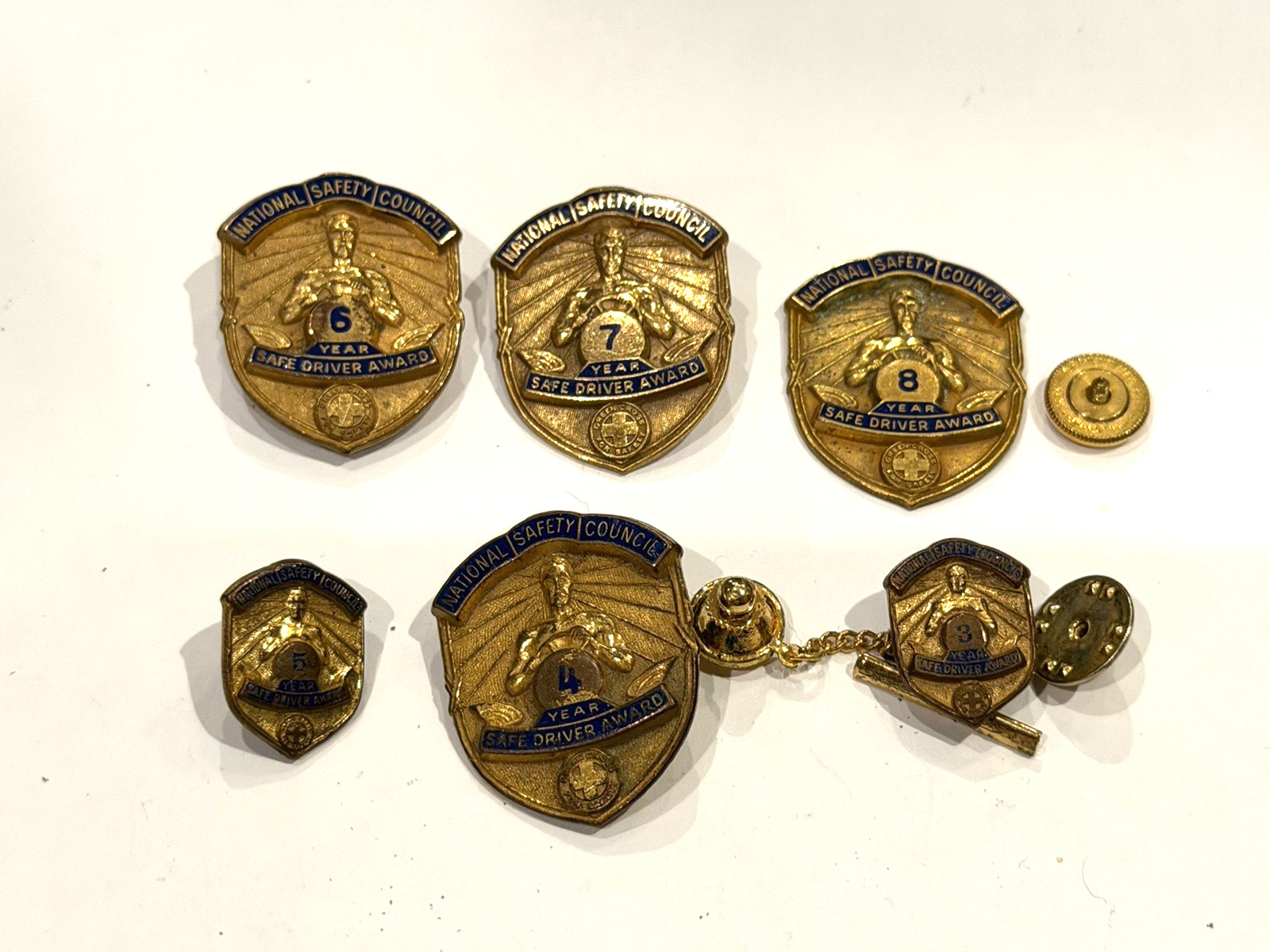 NATIONAL SAFETY COUNCEL SAFE DRIVER AWARDS YEARS 3 4 5 6 7 8 PINS LOT VINTAGE NATIONAL SAFETY COUNCEL SAFE DRIVER AWARDS YEARS 3 4 5 6 7 8 PINS LOT VINTAGE