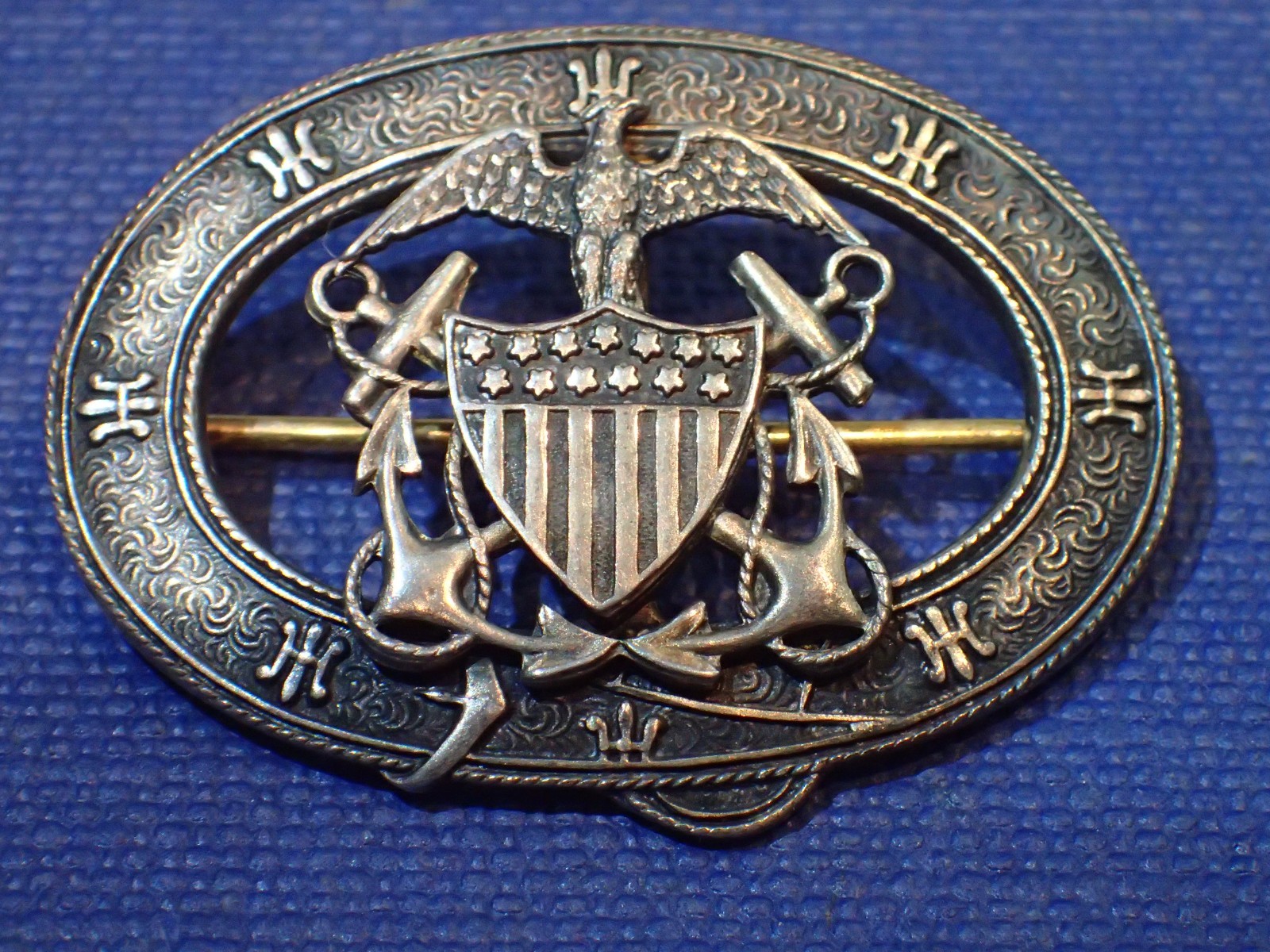 CHANDLER & SON CHARLESTOWN CHAMPLEVE STERLING SILVER NAVY SWEETHEART PIN WWI?