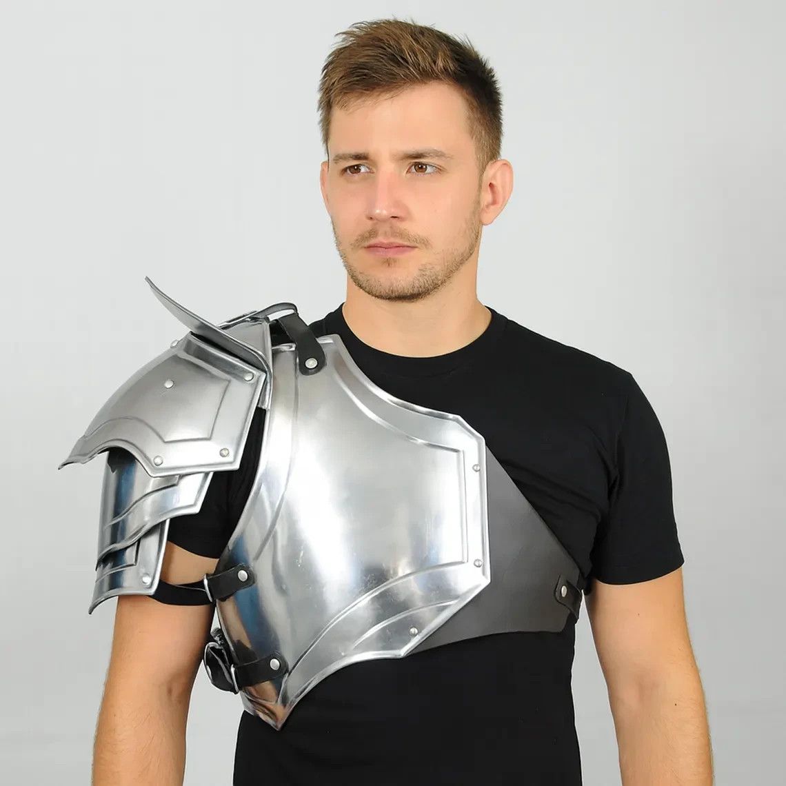 Men's Medieval Knight Steel Breastplate Cuirass Pauldron Armor LARP Cosplay