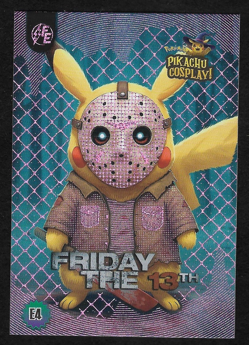 Friday the 13th Jason Voorhees E4 Pikachu Cosplay Holo Card Horror Pokémon Card
