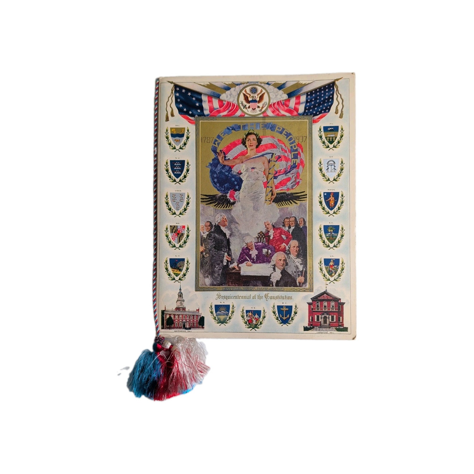 Vtg 1939 George Washington Masonic Tribute Constitution Sesquicentennial Tassel Vtg 1939 George Washington Masonic Tribute Constitution Sesquicentennial Tassel