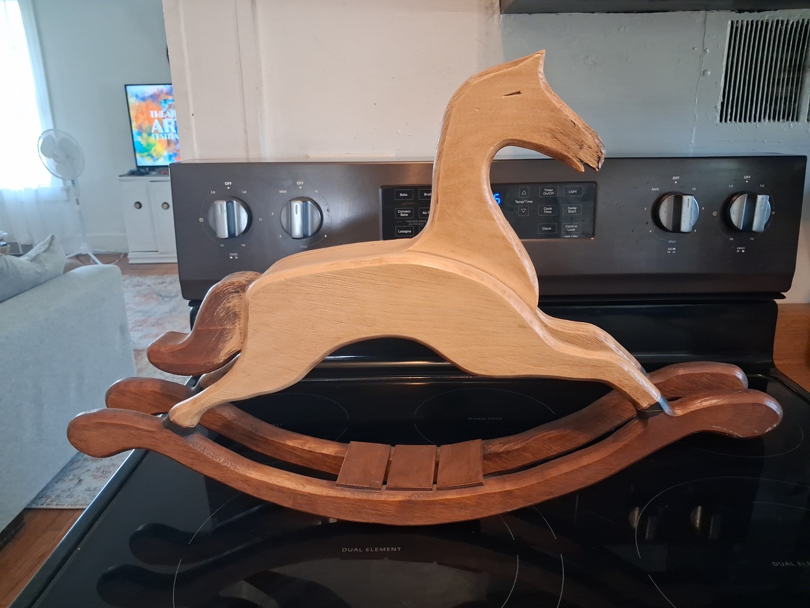 Vintage Rocking Horse Large Tabletop Hand Carved Primitive Country Solid Wood Vintage Rocking Horse Large Tabletop Hand Carved Primitive Country Solid Wood