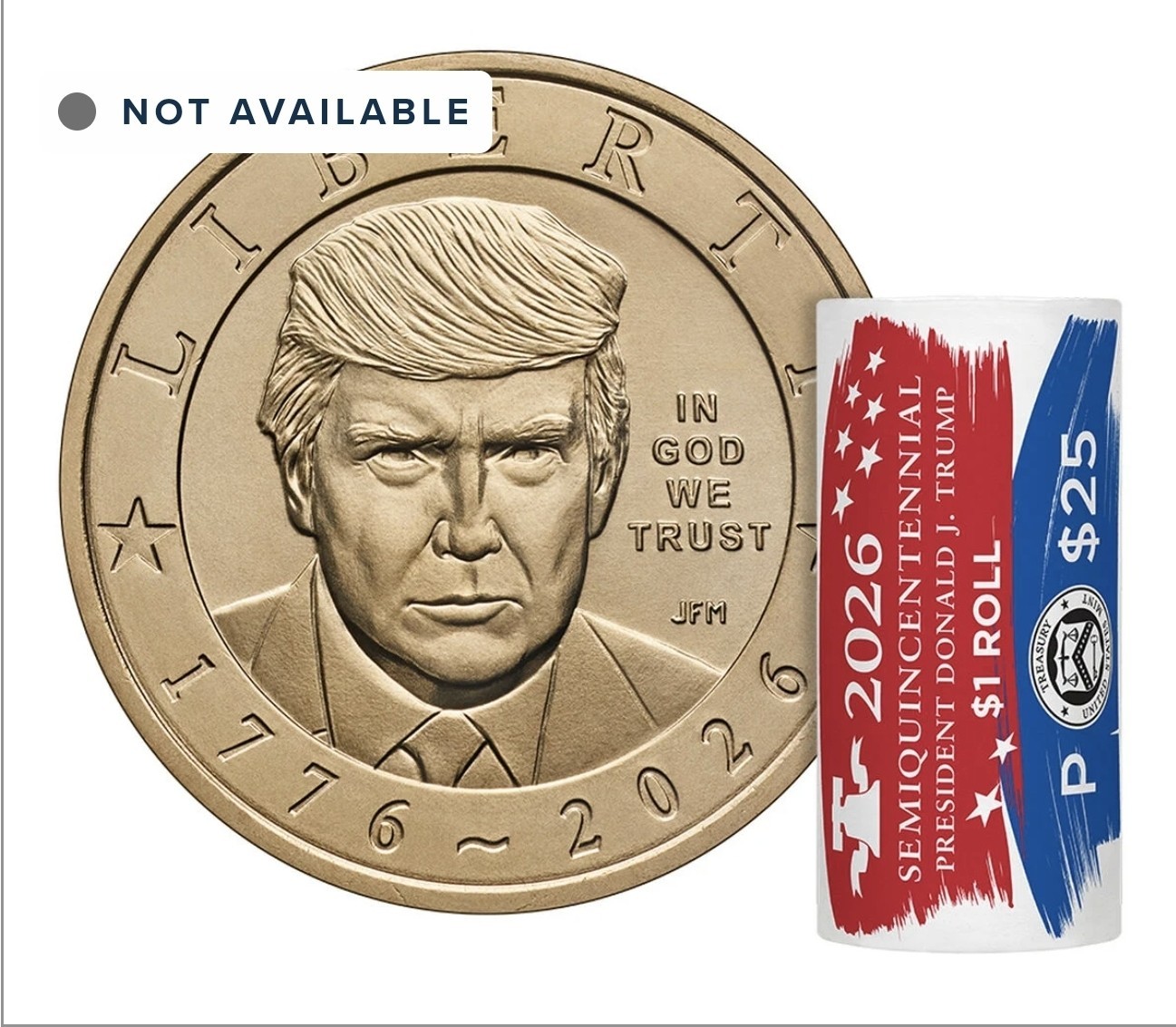2026 Semiquincentennial President Trump $1 Coin Roll - Factory Sealed 2026 Semiquincentennial President Trump $1 Coin Roll - Factory Sealed