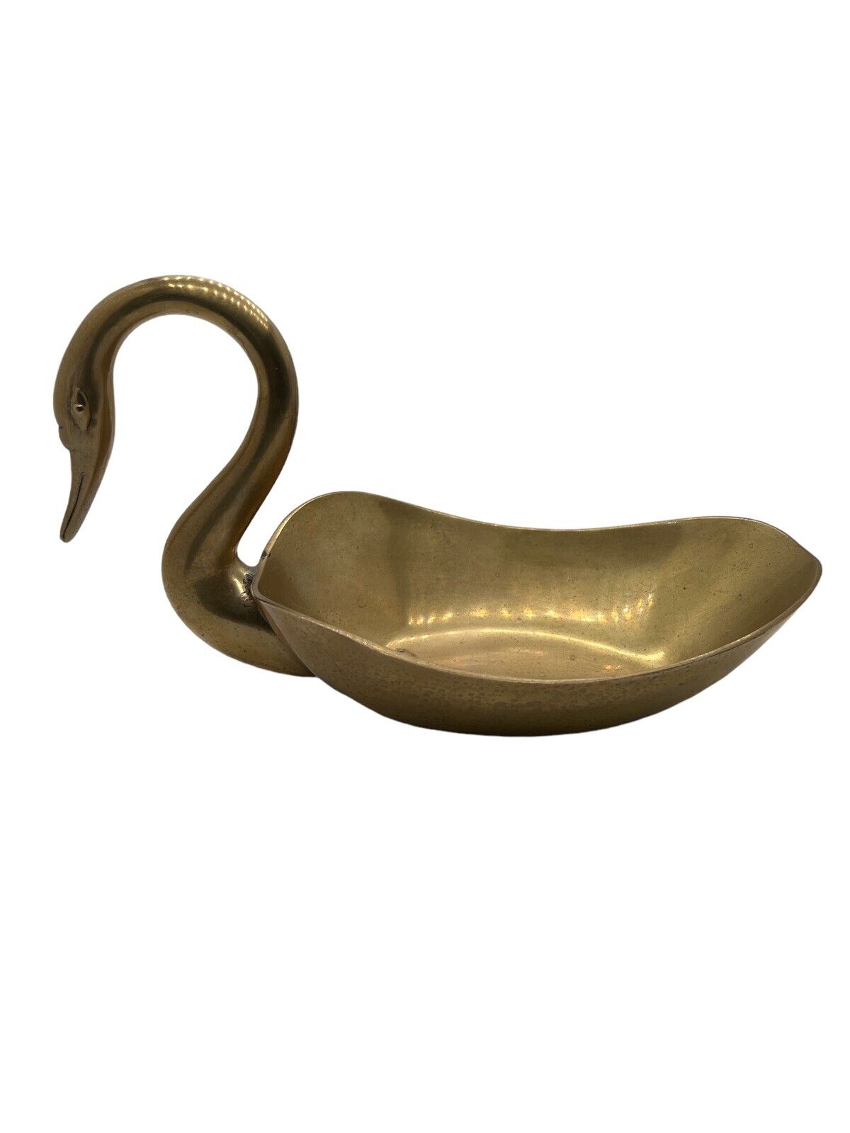 Vintage MCM Brass Swan Goose Figurine Planter Dish Bowl- Larger Size 10”x6”x5”