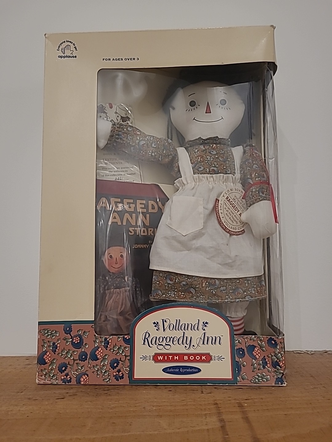 Doll RAGGEDY ANN with book , Volland , Authentic reproduction Doll RAGGEDY ANN with book , Volland , Authentic reproduction
