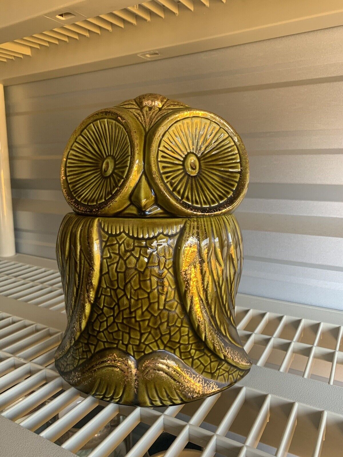 vintage maurice california pottery Owl Corner Cookie Jar Green Retro