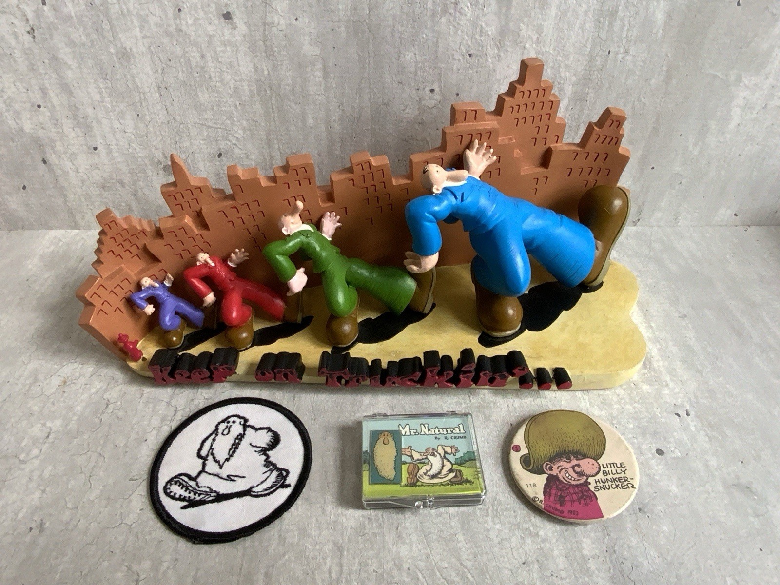 R. Crumb Keep On Truckin Incense Burner And Mr. Natural Vintage Pin