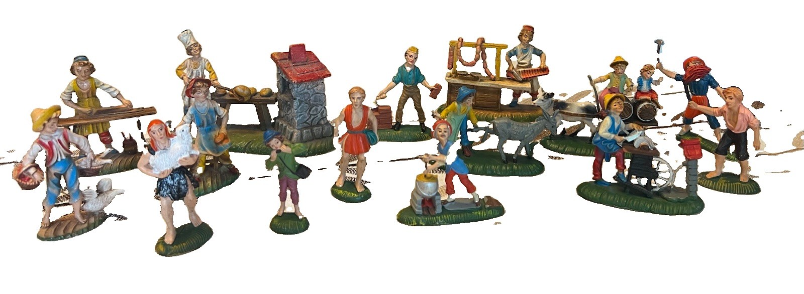 Vtg Italian Nativity Set Village Market Santons Figures Rare Lot 15 Baker