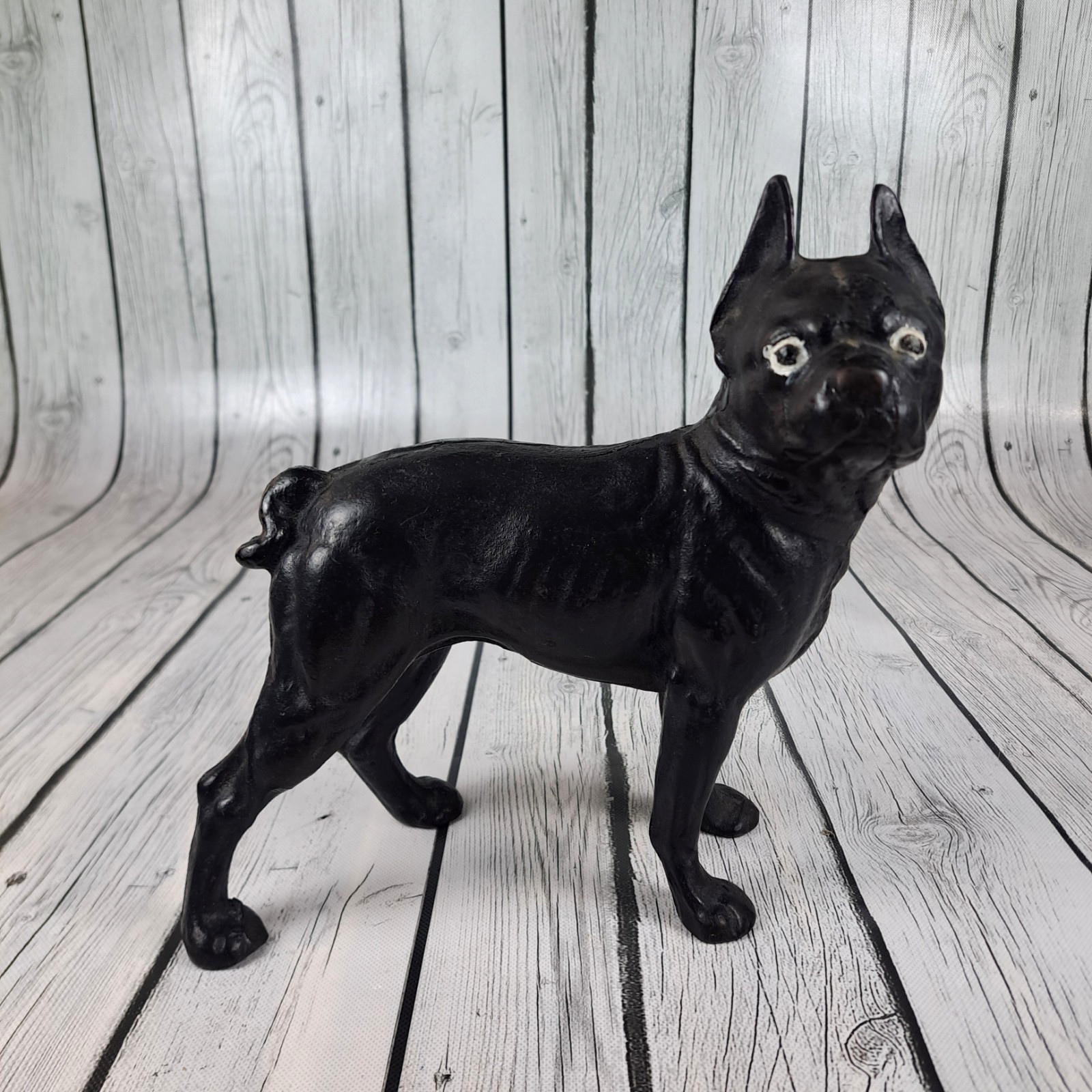 Vintage Cast Iron Boston Terrier Dog Door Stop