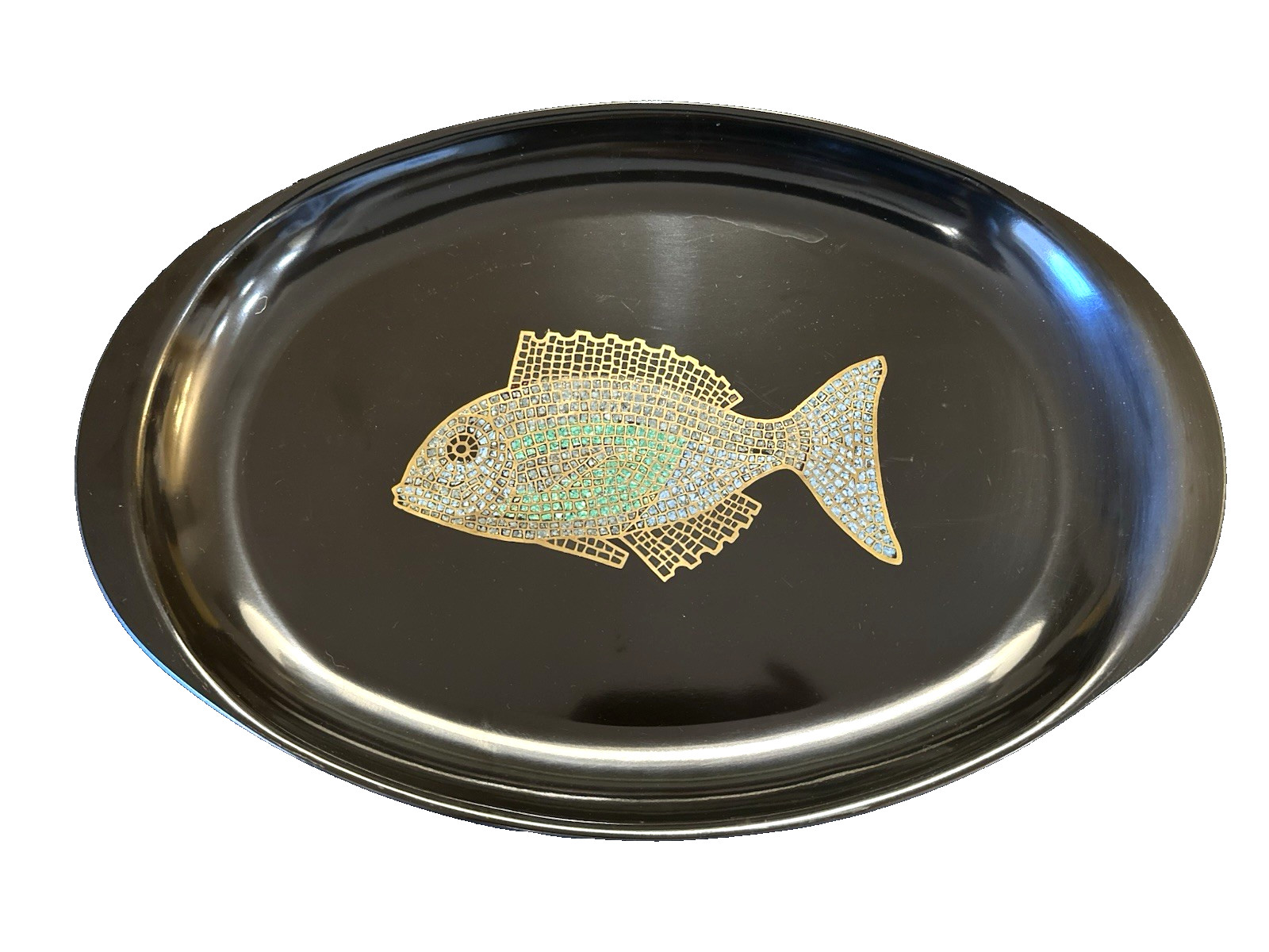 Vintage Couroc Monterey Colorful Koi Fish Carp Mother of Pearl Inlayed Tray MCM Vintage Couroc Monterey Colorful Koi Fish Carp Mother of Pearl Inlayed Tray MCM