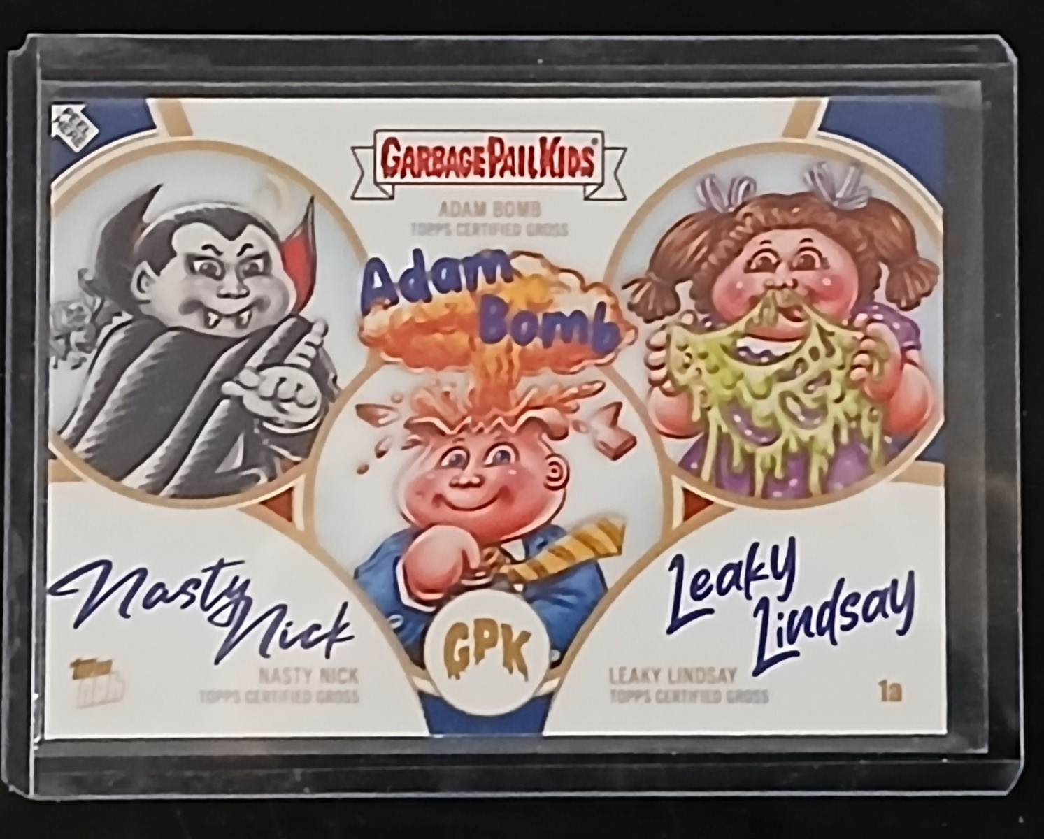 Topps Garbage Pail Kids 2024 Media Menace #1a Nasty Nick Adam Bomb Lindsay GPK