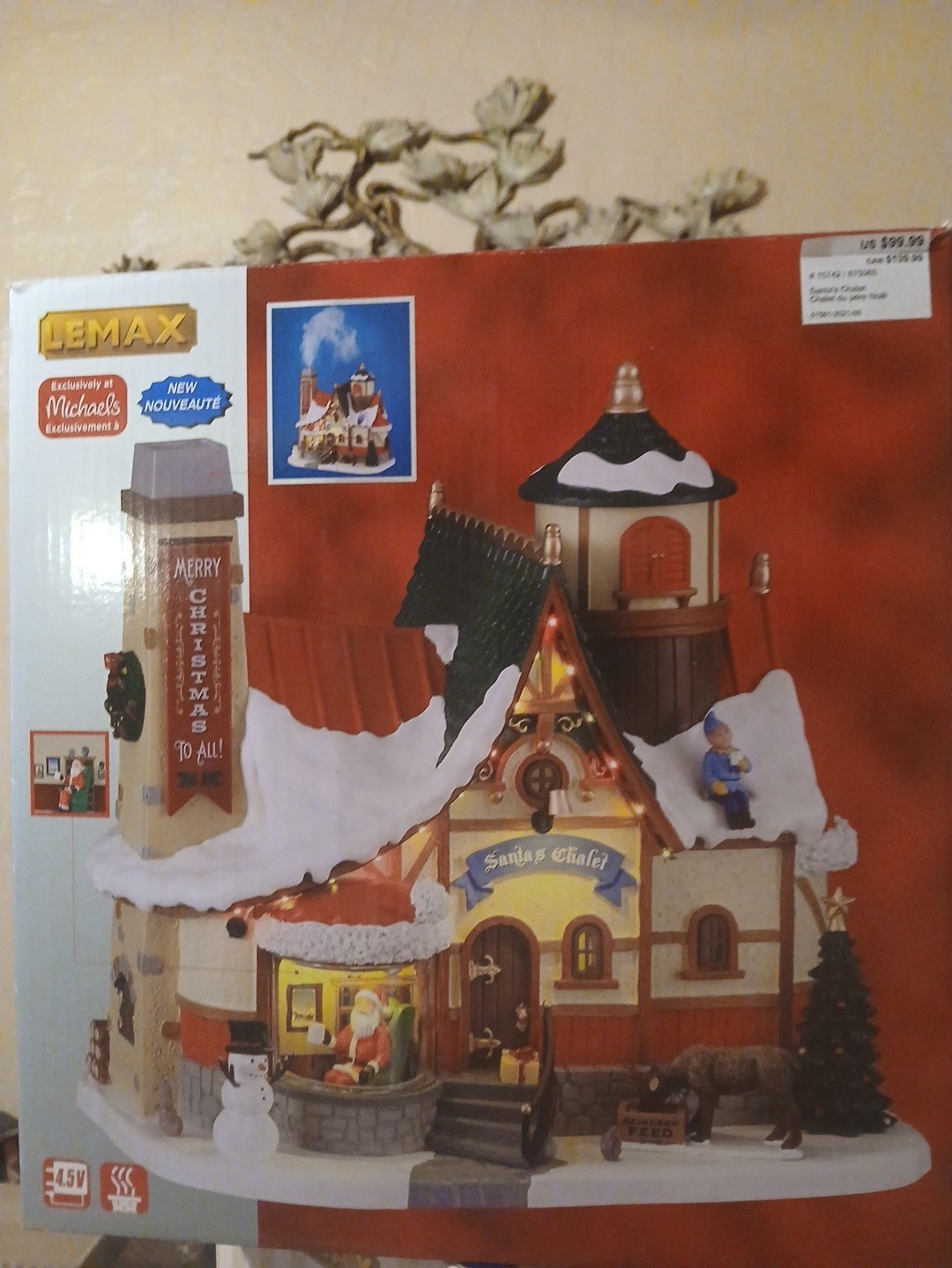 Lemax Santa\'s Chalet Christmas Village Lighted Smoking Building Missing Cord Lemax Santa\'s Chalet Christmas Village Lighted Smoking Building Missing Cord