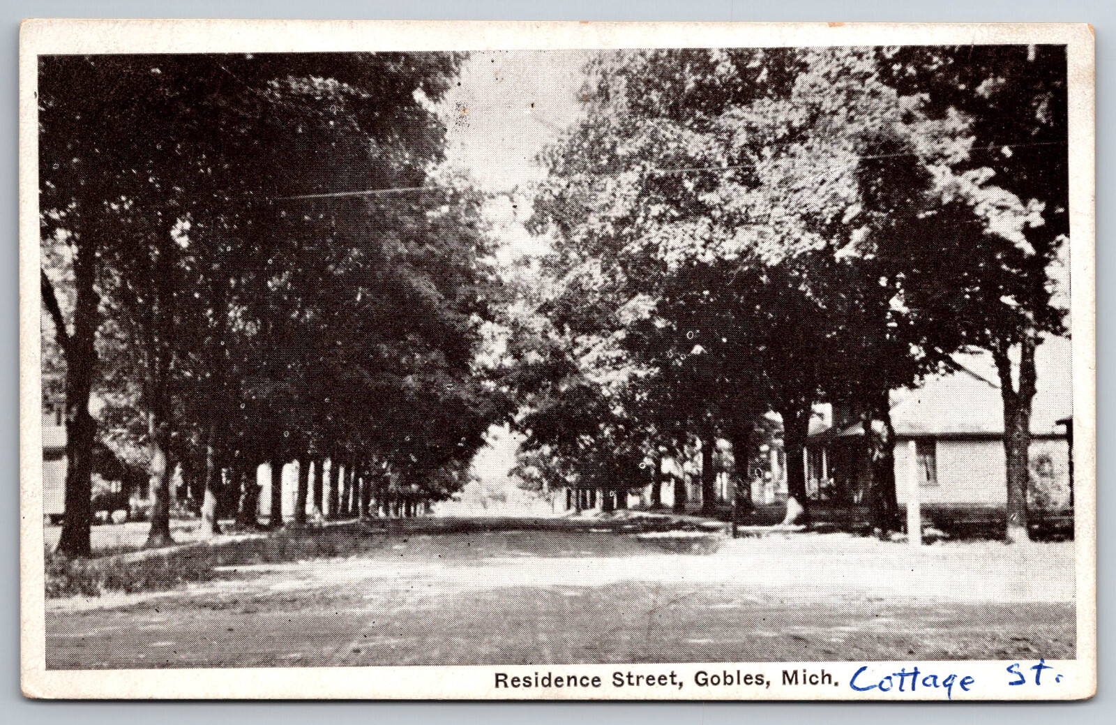 Vintage Postcard MI Gobles Cottage Street ~7932