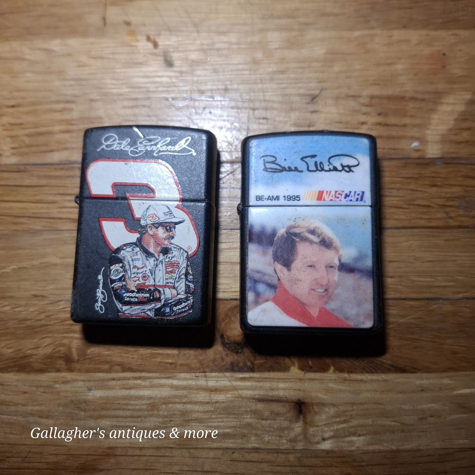 Lot of 2 Vintage 1990s NASCAR Zippo Lighters Dale Earnhardt #3 & Bill Elliott Lot of 2 Vintage 1990s NASCAR Zippo Lighters Dale Earnhardt #3 & Bill Elliott