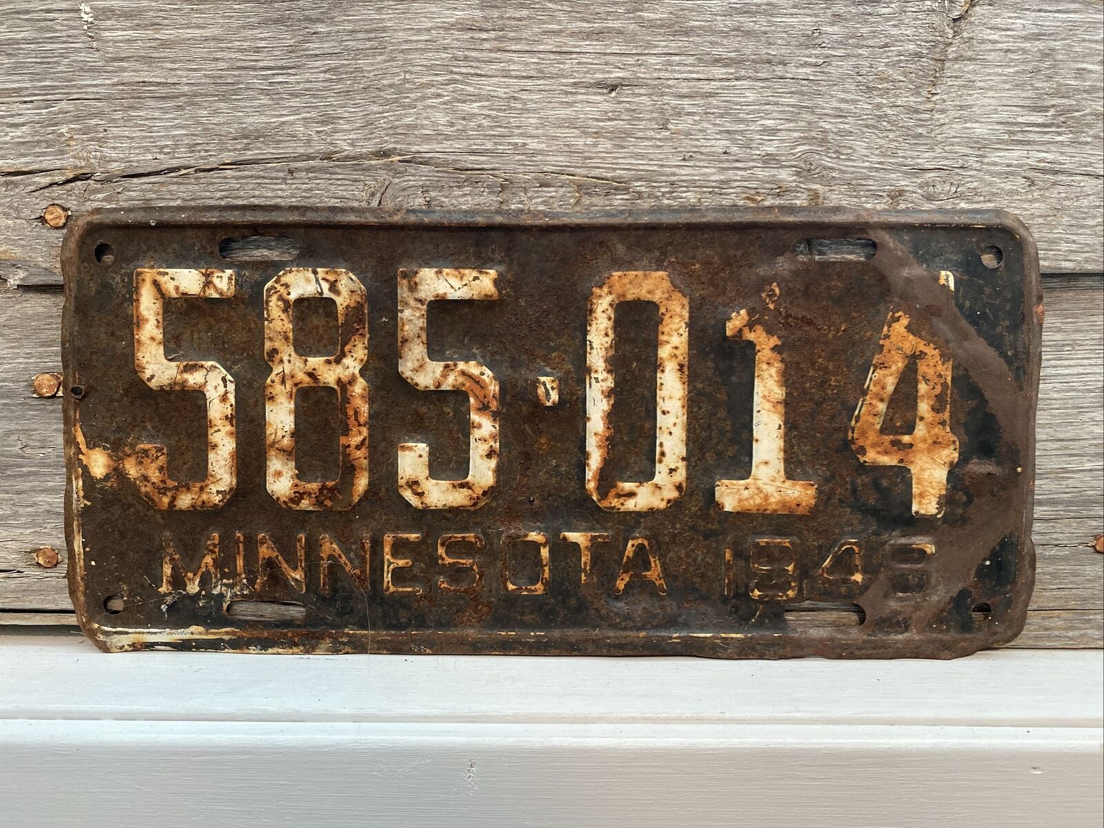 Minnesota License Plate 1948 #585-014 MN Automobile Tag ‘48