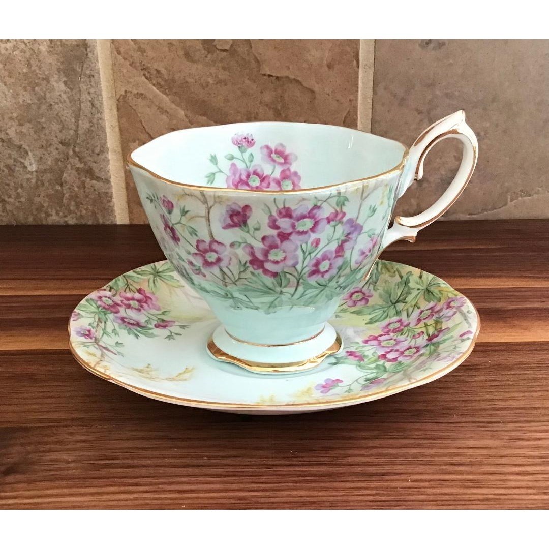 VTG Royal Albert Wild Geranium Tea Cup Saucer Set Bone China England Cottagecore VTG Royal Albert Wild Geranium Tea Cup Saucer Set Bone China England Cottagecore