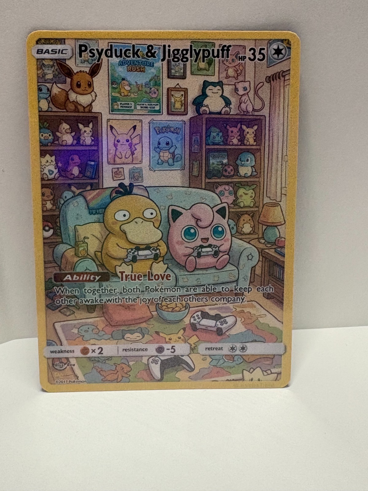 Custom inspired PSYDUCK & JIGGLYPUFF  Holo Card Fan Made NON-TCG UNOFFICIAL