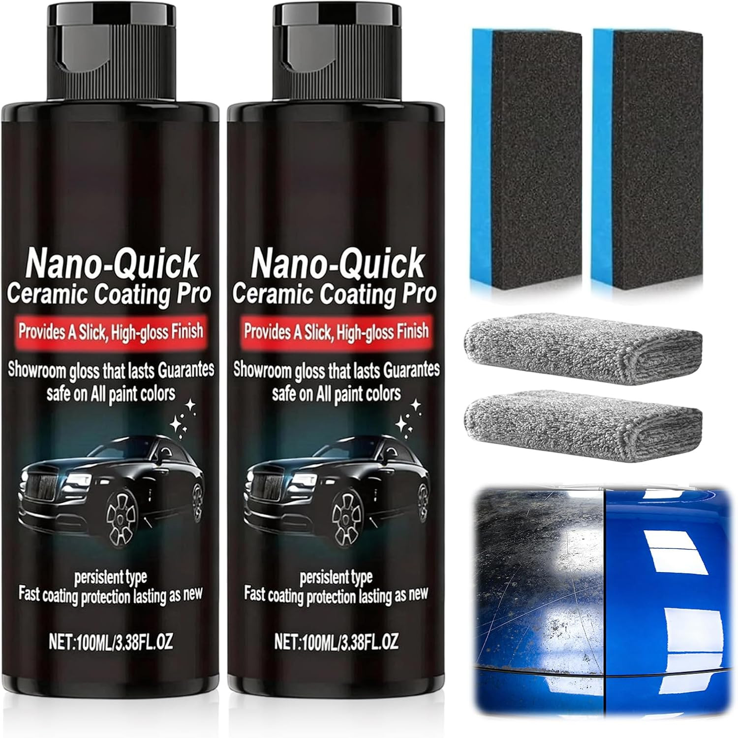 2 PCS Quick Effect Coating Agent, Nano-Quick Ceramic Coating Pro, Revolutionary 2 PCS Quick Effect Coating Agent, Nano-Quick Ceramic Coating Pro, Revolutionary