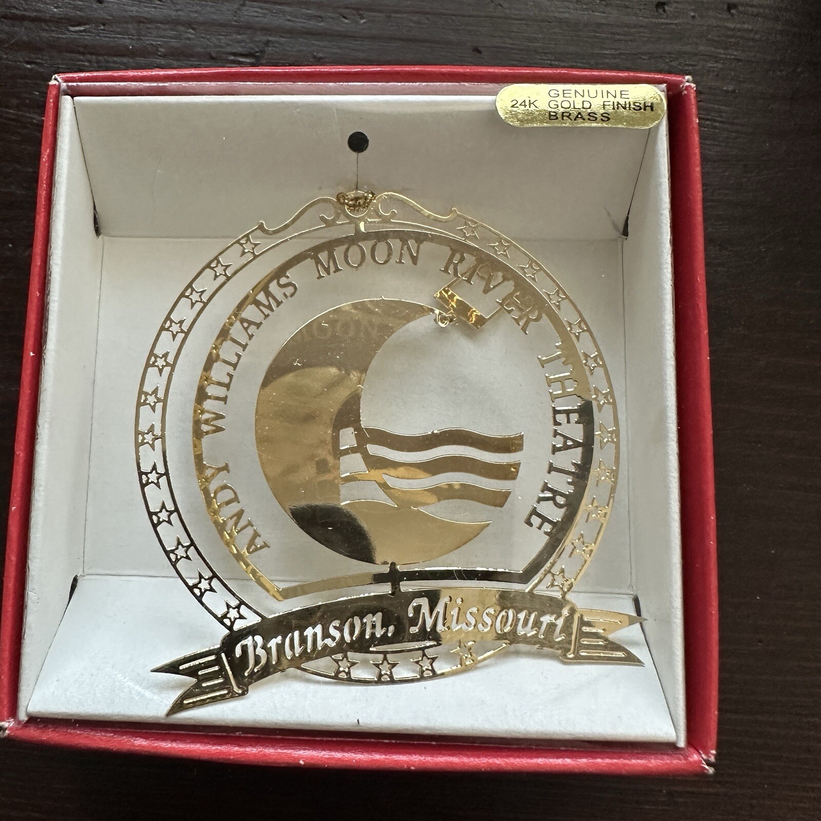 Vtg Nation’s Treasures Ornament Moon River Michigan 24K Gold Finish Brass Xmas Vtg Nation’s Treasures Ornament Moon River Michigan 24K Gold Finish Brass Xmas