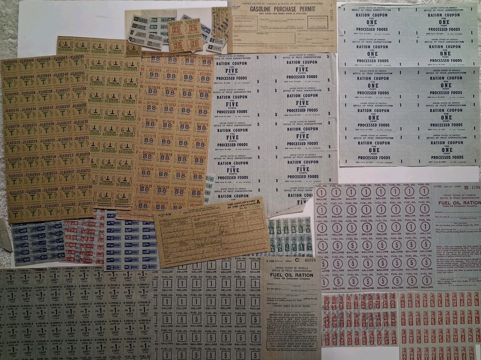 WWII 1940s RATION COUPONS Lot Of 21 Pcs HOMEFRONT Shortages