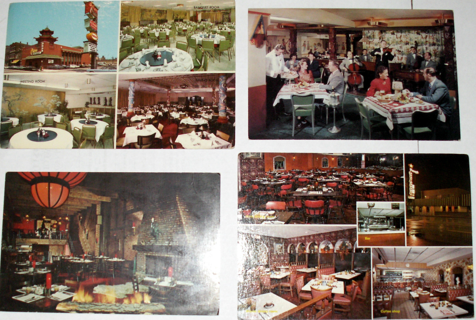 4 Vintage CHICAGO, IL RESTAURANT Cards-PENNY\'S/CHIAM/SWISS CHALET/FIREPLACE INN