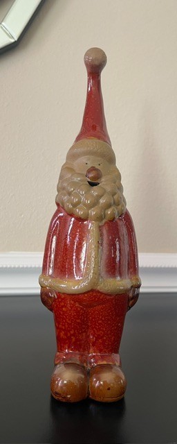 VTG Glazed Ceramic Santa Claus St. Nick Christmas Figurine tapered red hat