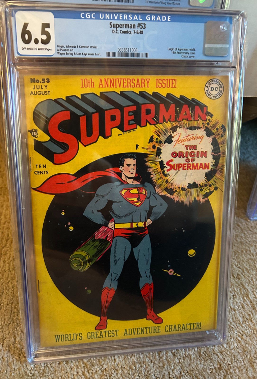 Superman #53 CGC 6.5 UOW/W  Golden Age Orign of Superman Key L@@K