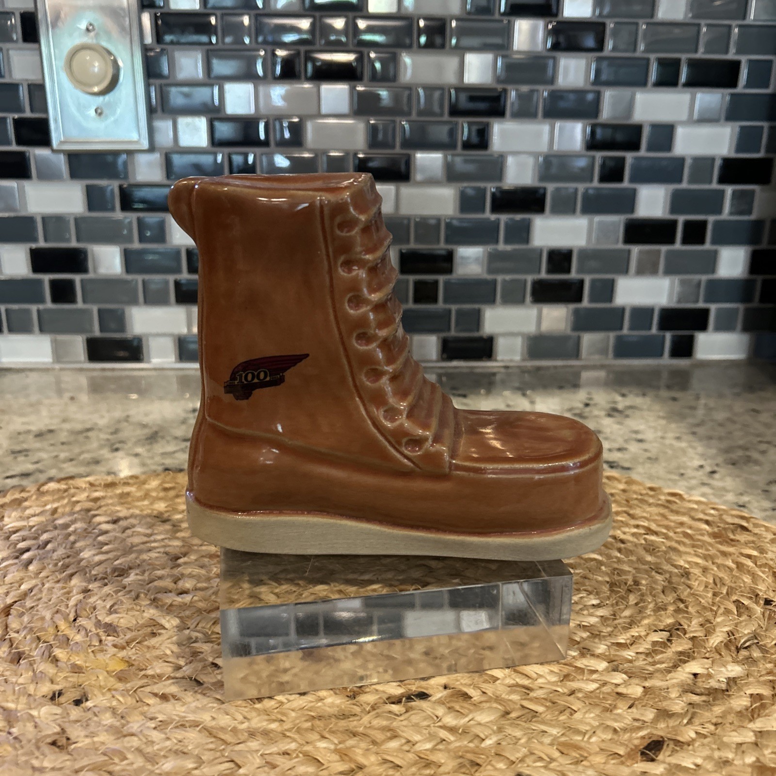 2005 Red Wing Shoes 100th Anniversary Red Wing Stoneware Pottery Boot Bank