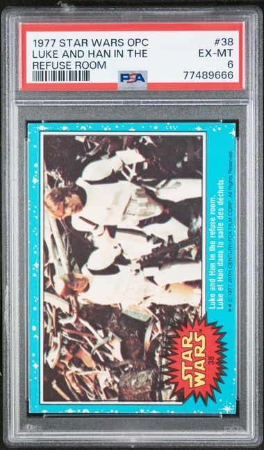 1977 O-PEE-CHEE STAR WARS #38 LUKE AND HAN IN THE REFUSE ROOM PSA 6 1977 O-PEE-CHEE STAR WARS #38 LUKE AND HAN IN THE REFUSE ROOM PSA 6