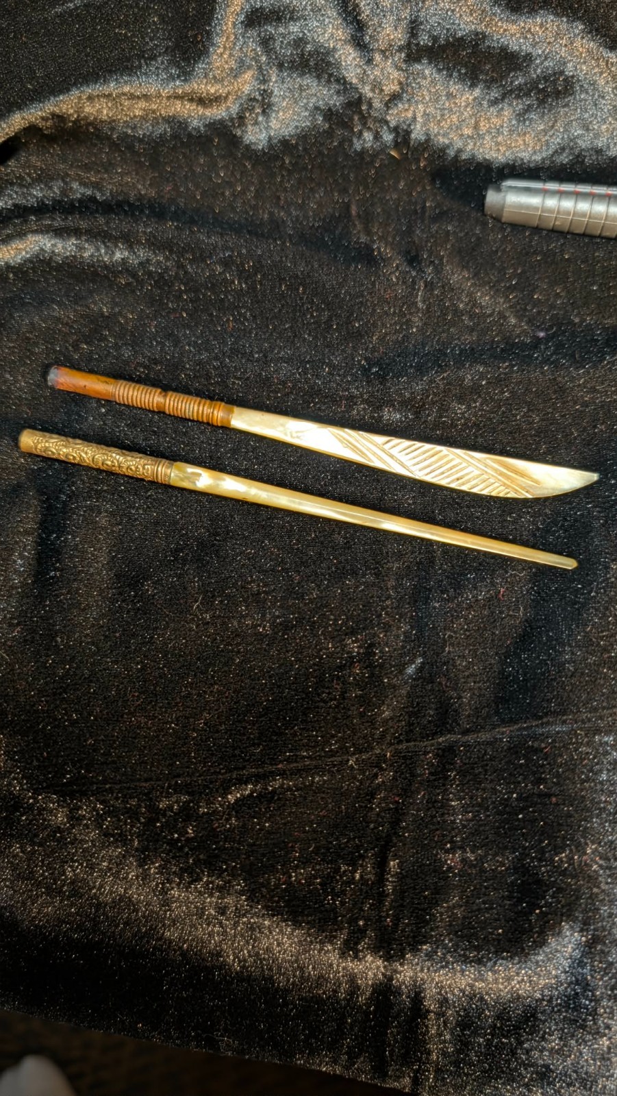 ✒️ Vintage 1880's-1920's Mother‑of‑Pearl Letter Opener & Stylus Set –Gold Detail ✒️ Vintage 1880's-1920's Mother‑of‑Pearl Letter Opener & Stylus Set –Gold Detail
