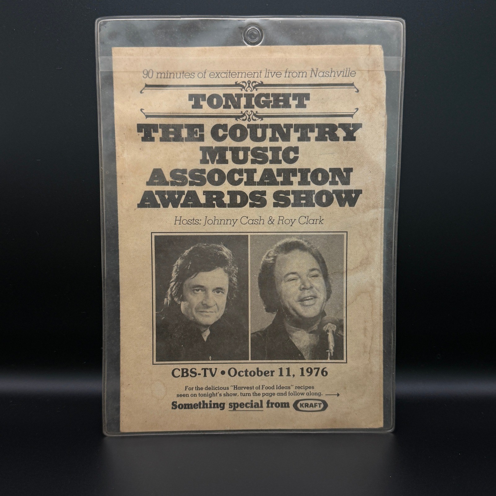 Vintage 1976 CMA Awards Johnny Cash Roy Clark Kraft Recipe Ad Ephemera 10/11/76 Vintage 1976 CMA Awards Johnny Cash Roy Clark Kraft Recipe Ad Ephemera 10/11/76