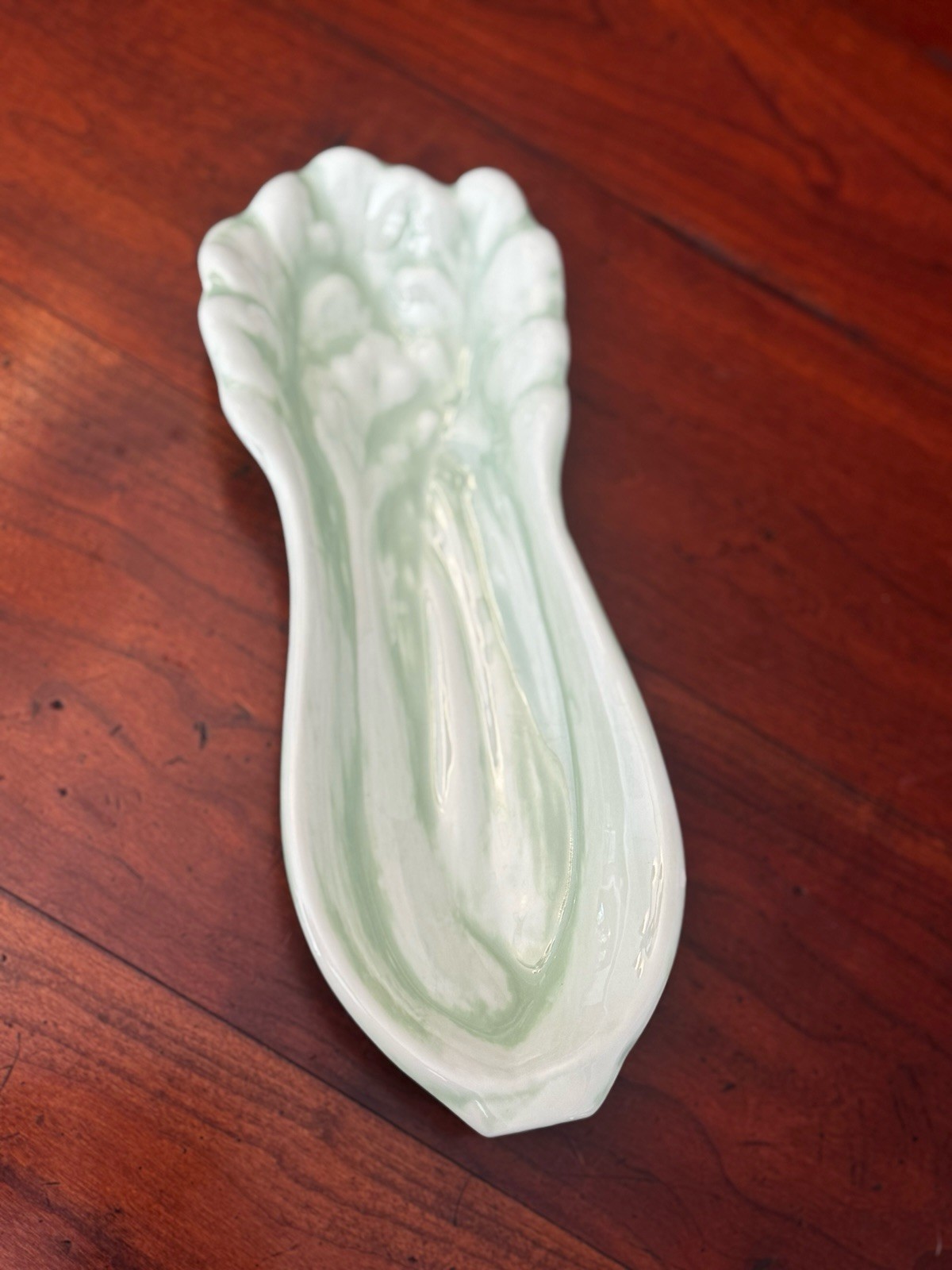 Celery Shaped Serving Dish Artisan Handmade 11” Light Green & White Celery Shaped Serving Dish Artisan Handmade 11” Light Green & White
