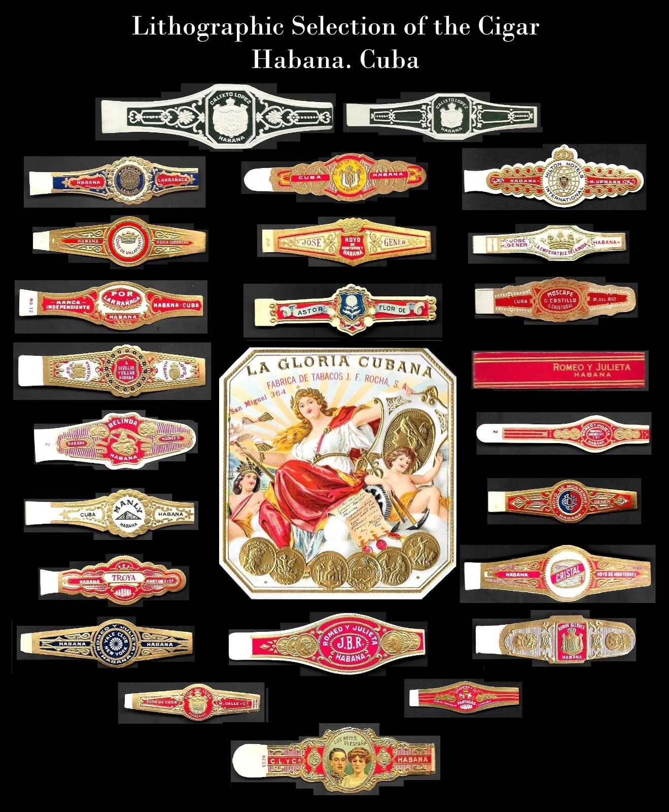 Set 25 Original Cuban Cigar Bands Vitolas & Cigar Label. VINTAGE Havana 1900-50s